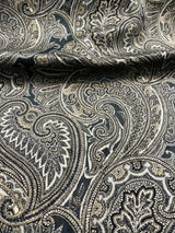 Vintage Blend Sterling Polyester Print Upholstery Fabric - Traditional Paisley, 54" Width (1 Yard)