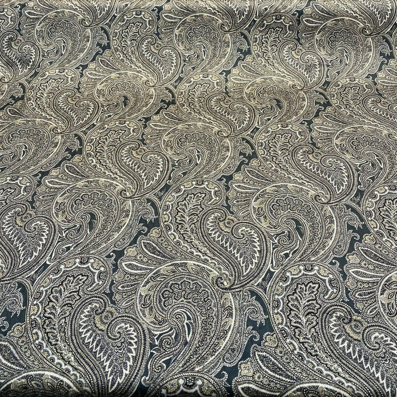 Vintage Blend Sterling Polyester Print Upholstery Fabric - Traditional Paisley, 54" Width (1 Yard)