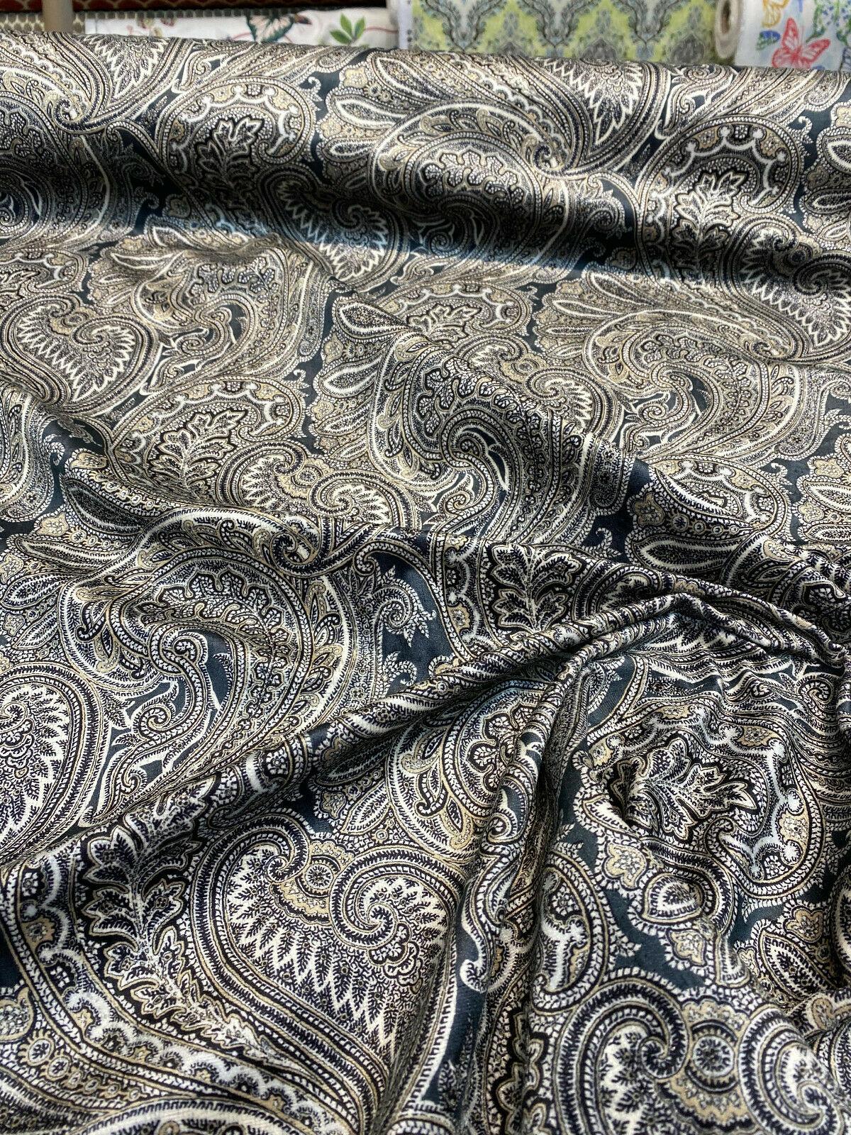 Vintage Blend Sterling Polyester Print Upholstery Fabric - Traditional Paisley, 54" Width (1 Yard)