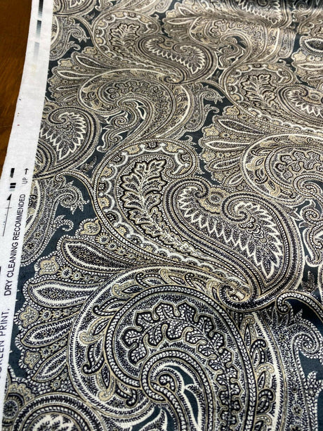 Vintage Blend Sterling Polyester Print Upholstery Fabric - Traditional Paisley, 54" Width (1 Yard)