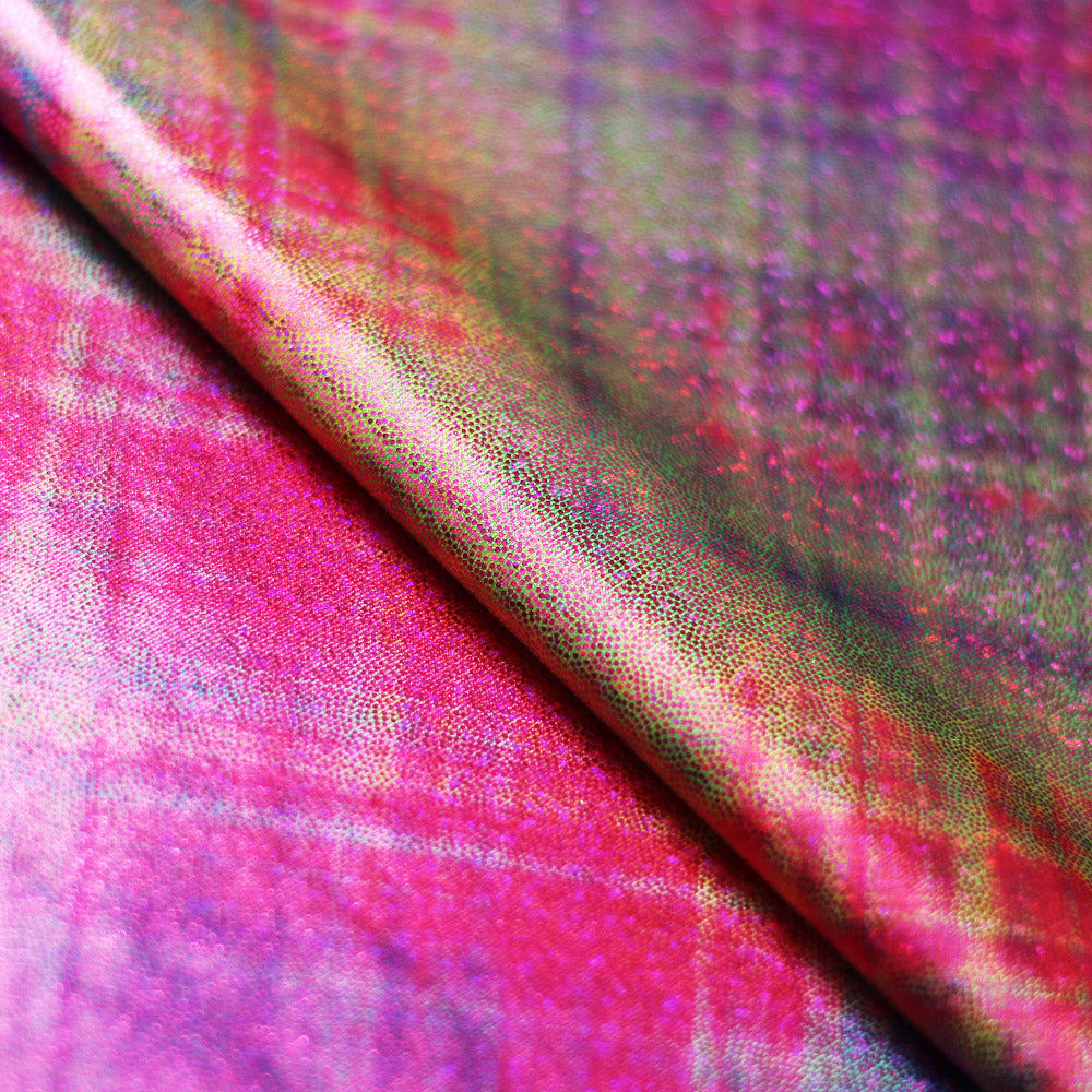 Diagonal Plaid Poly Spandex Fabric - Rainbow Plaid, 58/60" Width (1 Yard)