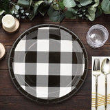 8 Ct. Black & White Buffalo Check Paper Dessert Plates Stylish 7 1/4" Party Set