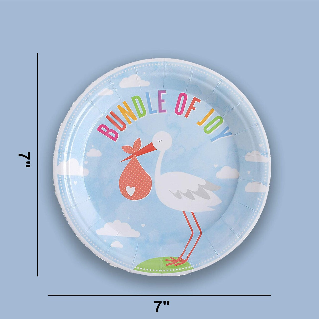 8 Ct. Bundle of Joy Stork Paper Dessert Plates 7" Baby Shower Party Tableware