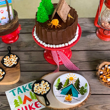 8 Ct Camping Birthday Party Dessert Plates 7" Tent & Campfire Design