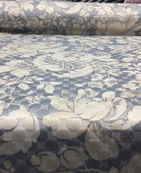 PK Waverly Distinctly Damask Shale Cotton Polyester Quilted Fabric - Shale Grey And Cream Damask, 54" Width (1 Yard)