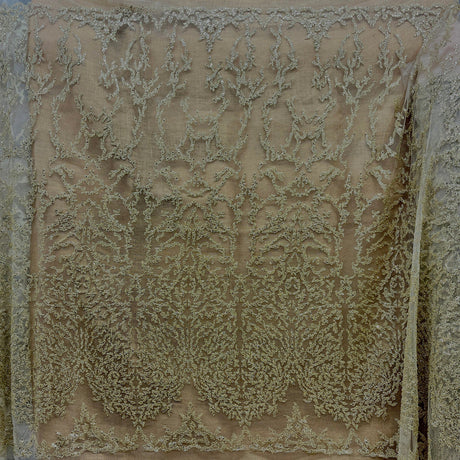 1 Yard Beaded Lace Fabric Embroidered on 100% Polyester Net Mesh 52" Wide