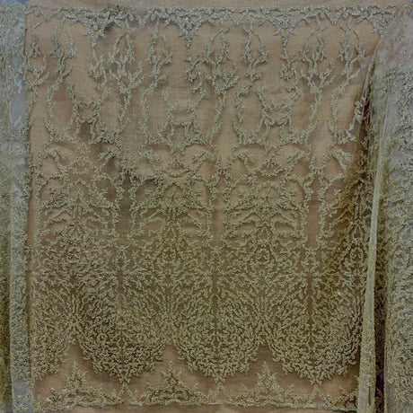 1 Yard Beaded Lace Fabric Embroidered on 100% Polyester Net Mesh – 52" Wide