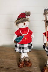 25” Plush Snowman Figurine with Buffalo Check Pants