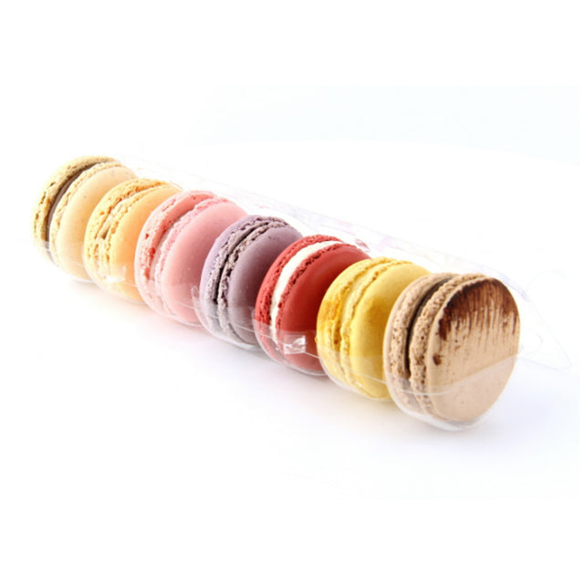 Packnwood Long Clear Insert for 7 Macarons, 8.4" x 2.4" x 0.8", Pack of 25
