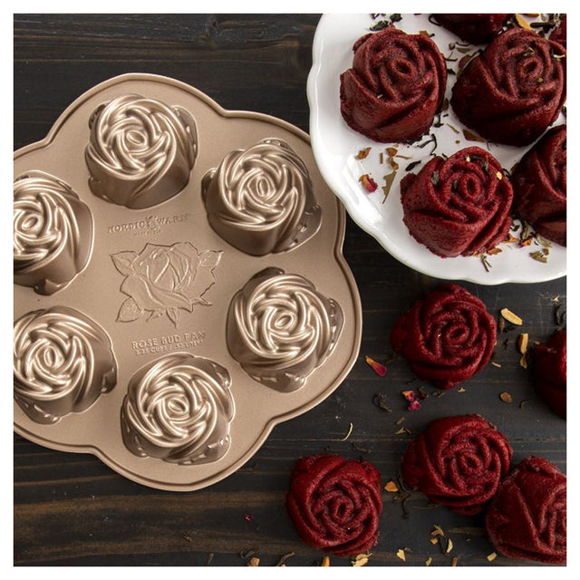 Nordic Ware Rosebud Cake Pan, 6 Cavities