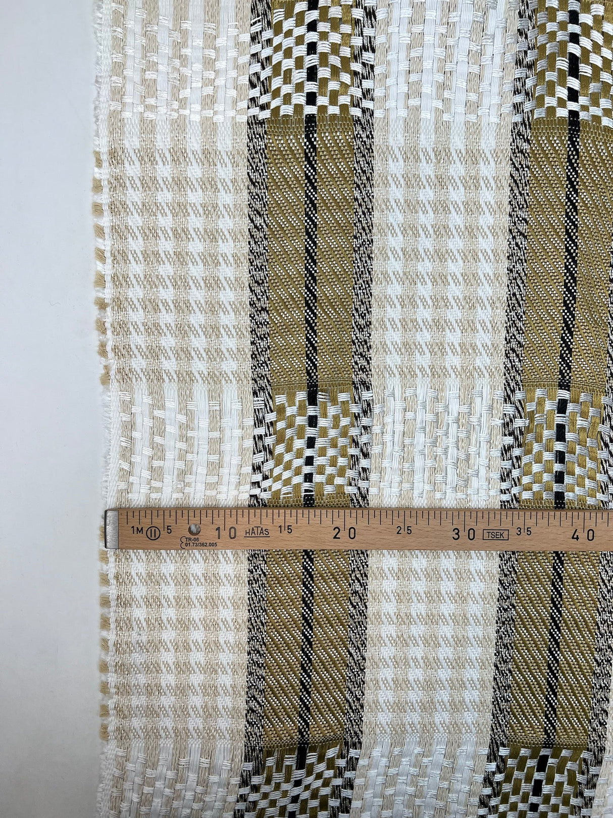 Wool Tweed Blend Checked Beige-Green with Lurex