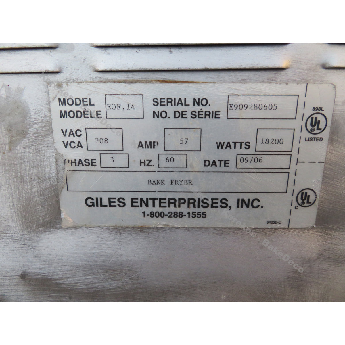 Giles Electric Banked Fryer EOF-14/FFLT/14, W/Autolift System, Used Excellent Condition