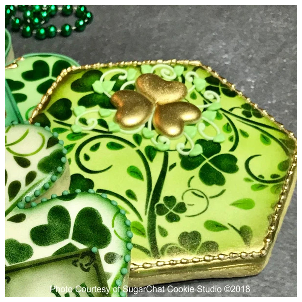 Confection Couture Clover Prettier Plaques Background Cookie Stencil