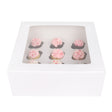O'Creme White Window Cake Box with Cupcake Insert, 10" x 10" x 4" - Pack of 5