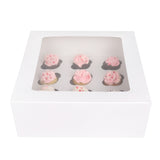 O'Creme White Window Cake Box with Cupcake Insert, 10" x 10" x 4" - Pack of 5