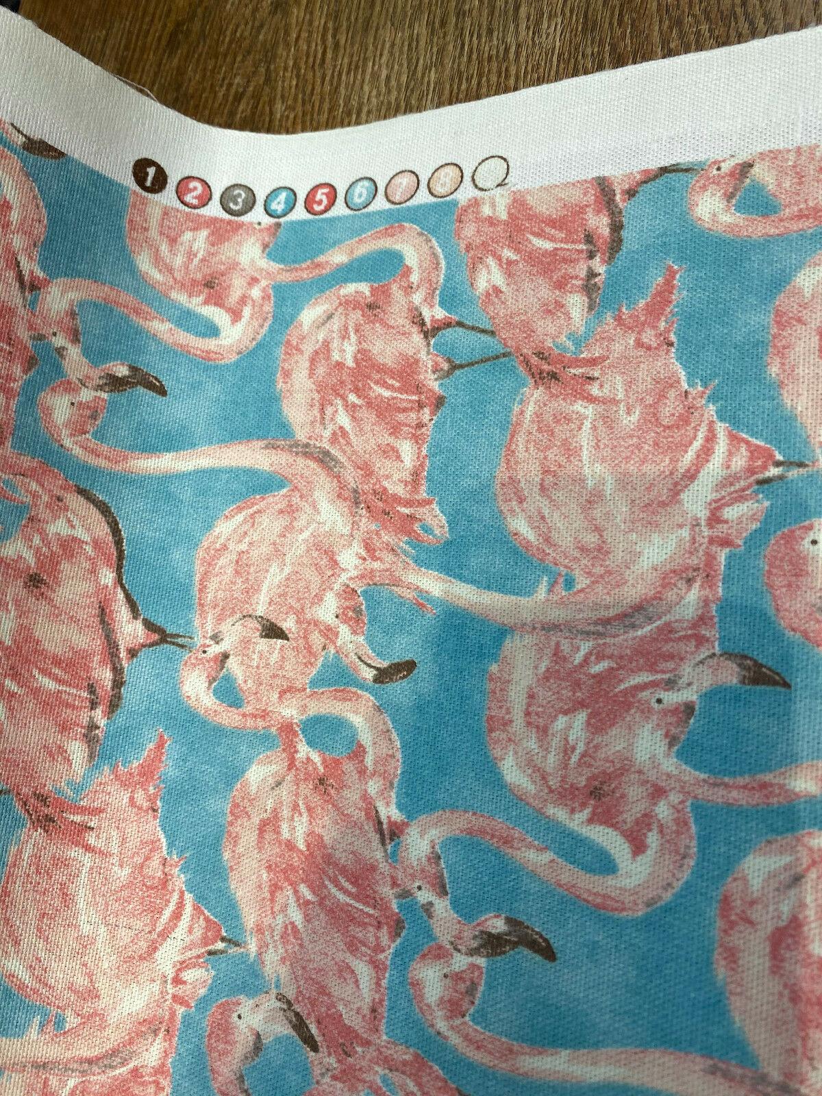 Waverly Flamingo Beach Social Tropics Blue Cotton Fabric - Pink Flamingo Print, 54" Width (1 Yard)
