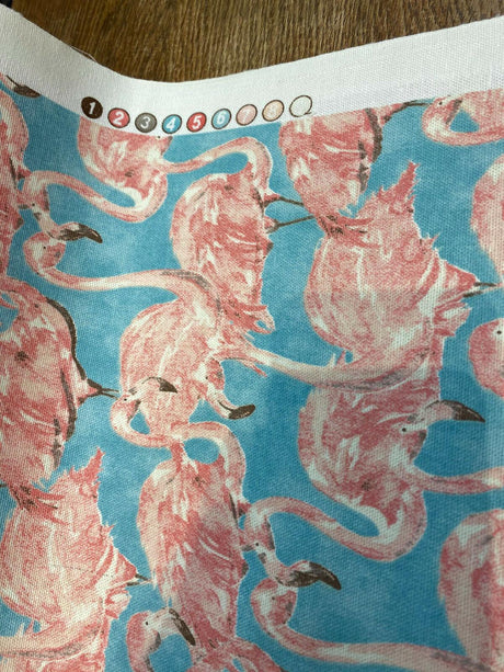 Waverly Flamingo Beach Social Tropics Blue Cotton Fabric - Pink Flamingo Print, 54" Width (1 Yard)