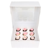 O'Creme White Window Cake Box with Cupcake Insert, 10" x 10" x 4" - Pack of 5