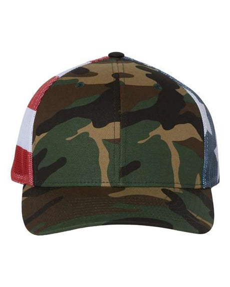Richardson five-panel trucker cap with breathable mesh