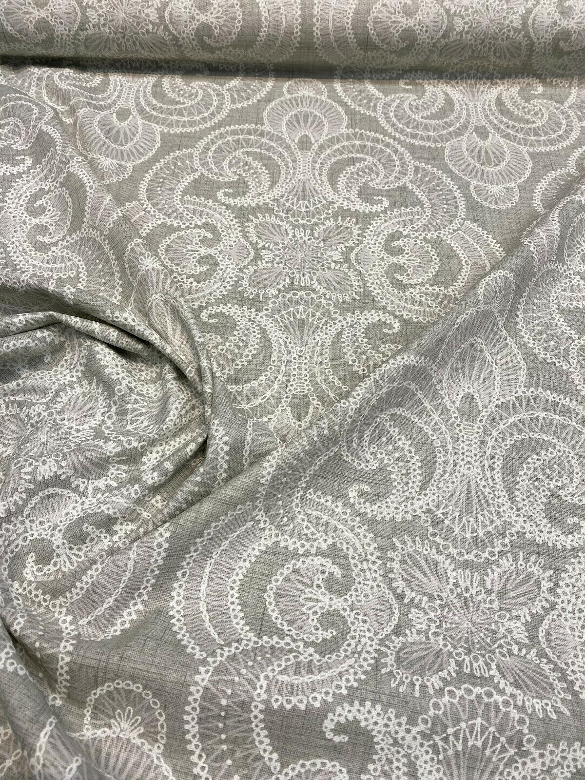 Northern Lights 100 Percent Cotton Duck Fabric - Pebble Gray And White Allover Pattern, 54" Width (1 Yard)