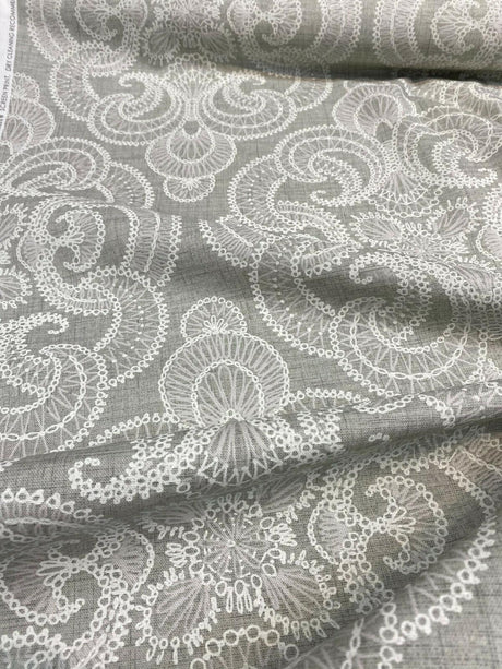 Northern Lights 100 Percent Cotton Duck Fabric - Pebble Gray And White Allover Pattern, 54" Width (1 Yard)