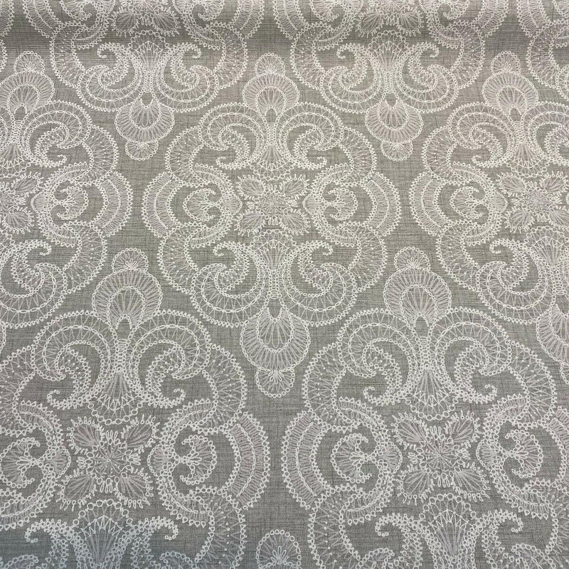 Northern Lights 100 Percent Cotton Duck Fabric - Pebble Gray And White Allover Pattern, 54" Width (1 Yard)