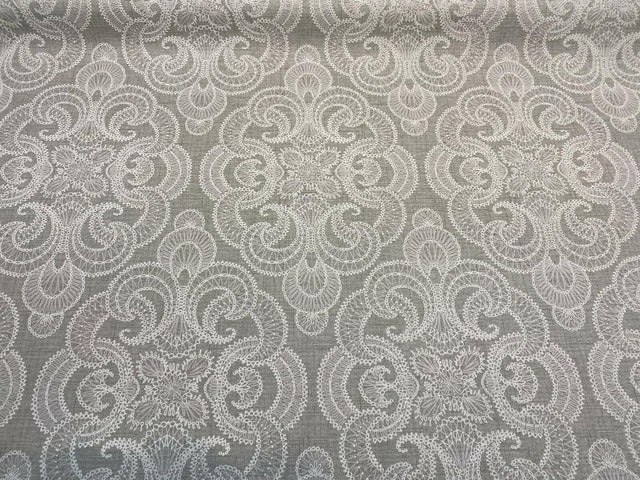 Northern Lights 100 Percent Cotton Duck Fabric - Pebble Gray And White Allover Pattern, 54" Width (1 Yard)
