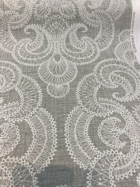 Northern Lights 100 Percent Cotton Duck Fabric - Pebble Gray And White Allover Pattern, 54" Width (1 Yard)