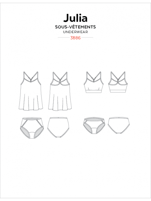 Sewing Pattern Julia Camisole Bralette and Panties by Jalie