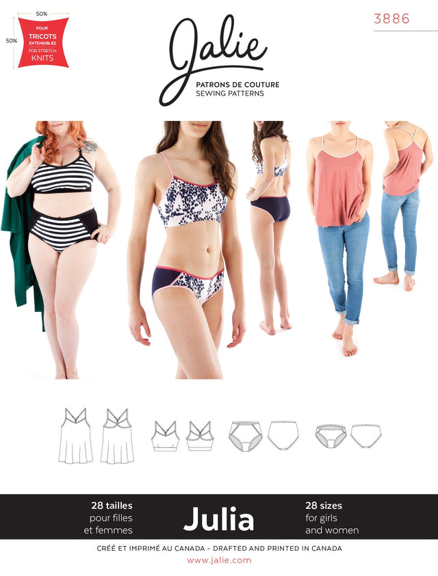 Sewing Pattern Julia Camisole Bralette and Panties by Jalie