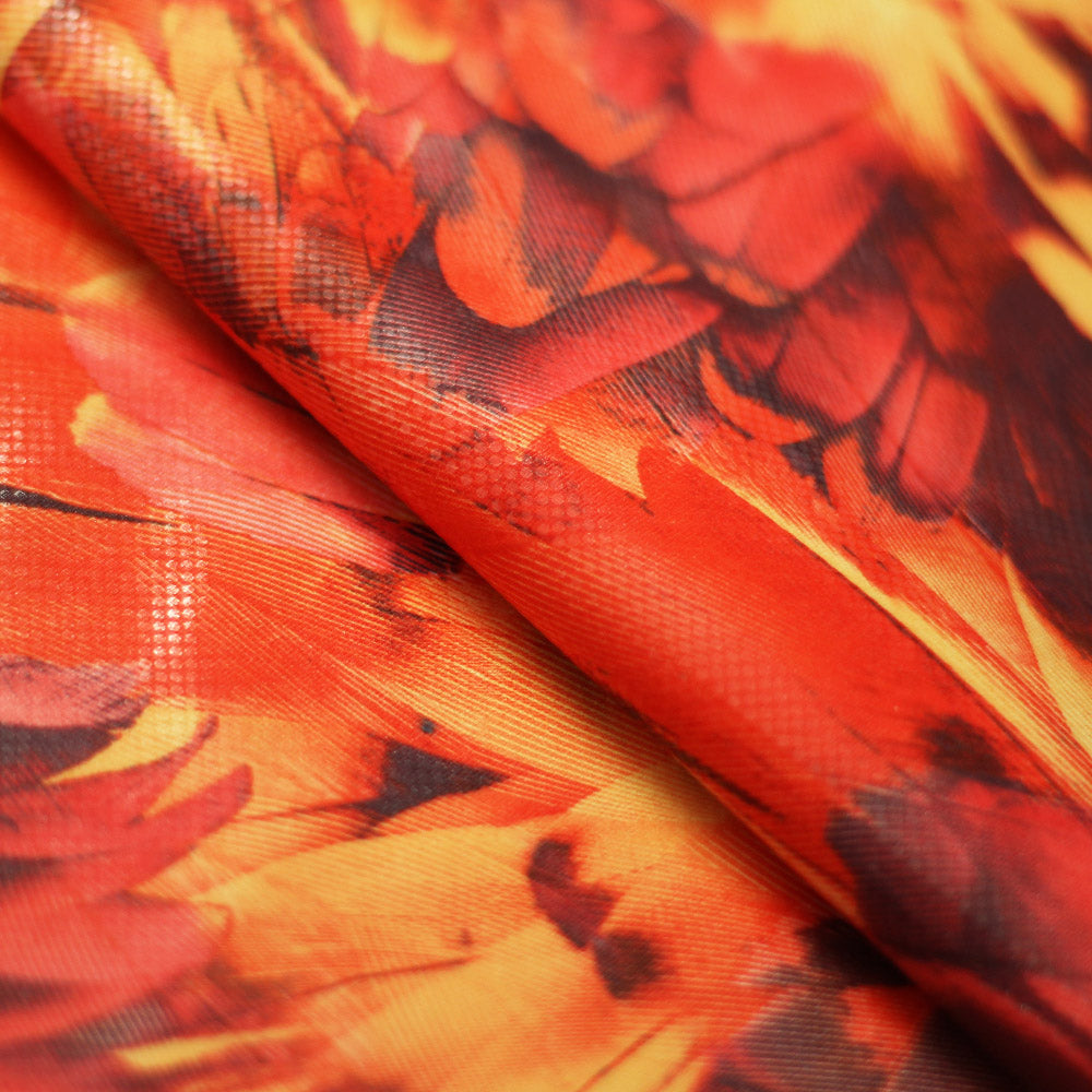 Tropical Feathers Polyester Spandex Fabric - Multicolor Feather Print, 58/60" Width, 200 GSM (1 Yard)