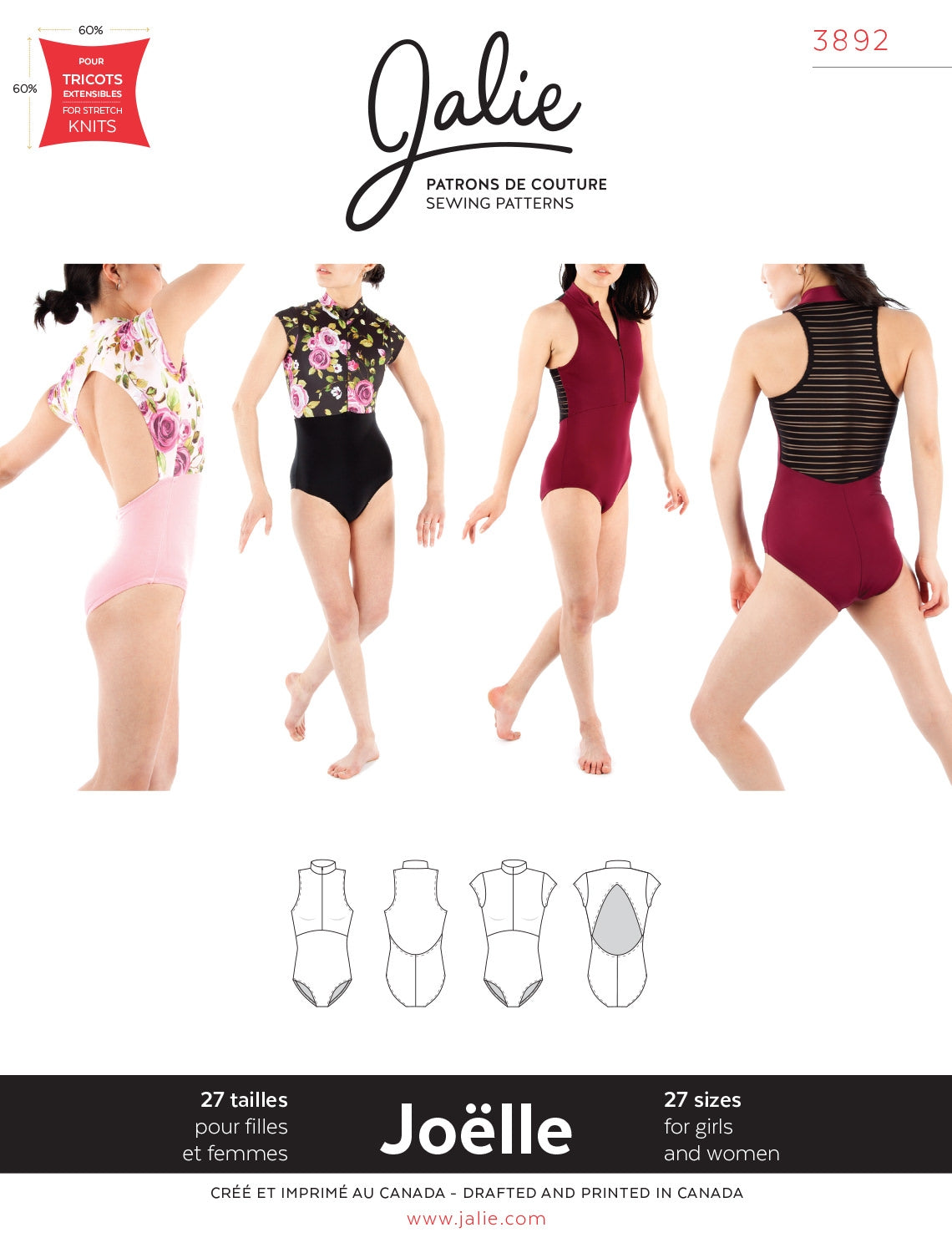 Sewing Pattern Joelle Half Zip Leotard by Jalie