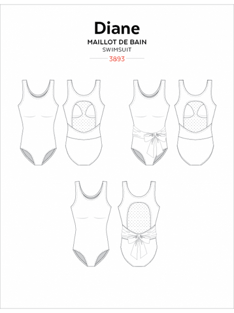 Sewing Pattern Diane Tank Swimsuit by Jalie
