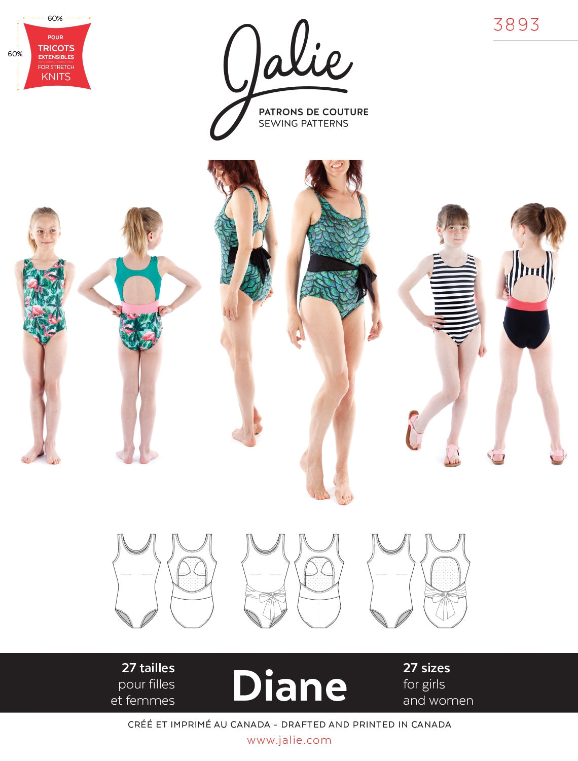 Sewing Pattern Diane Tank Swimsuit by Jalie