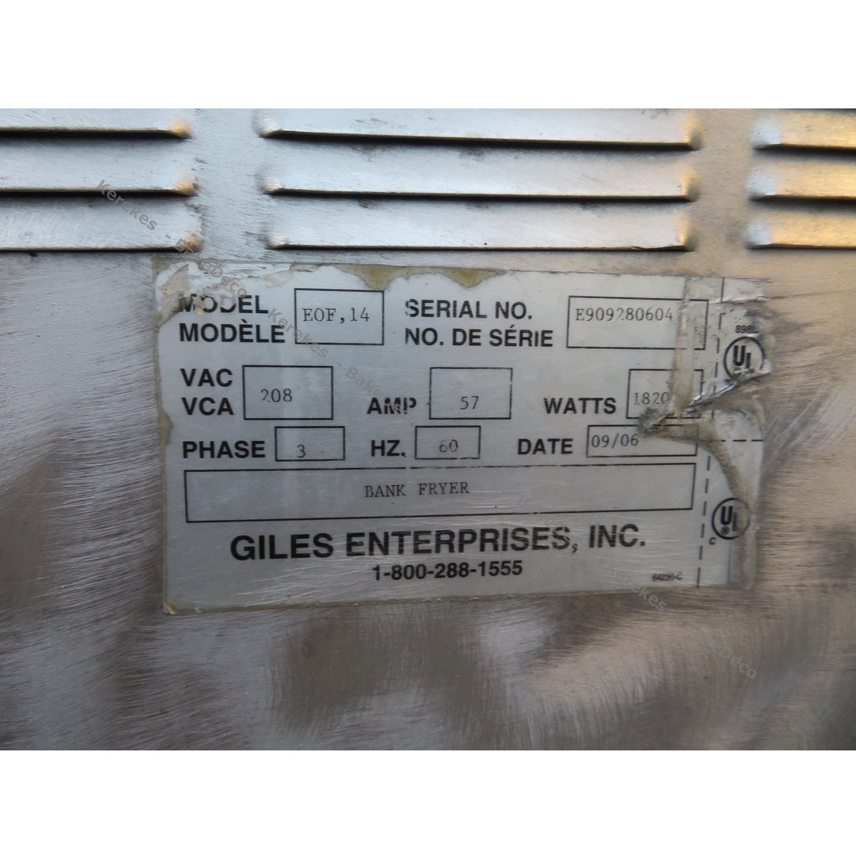Giles Electric Banked Fryer EOF-14/FFLT/14, W/Autolift System, Used Excellent Condition