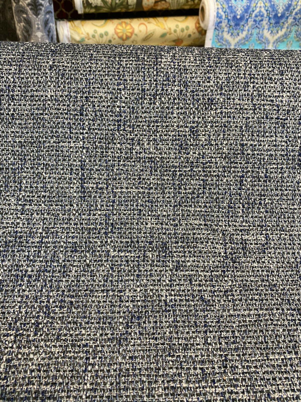Fabricut Hampton Polyester Tweed Fabric - Indigo Blue With Silver Mix, 54" Width (1 Yard)