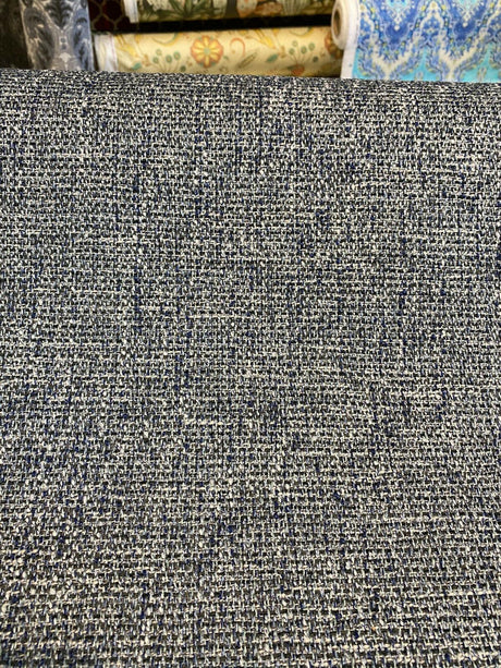 Fabricut Hampton Polyester Tweed Fabric - Indigo Blue With Silver Mix, 54" Width (1 Yard)