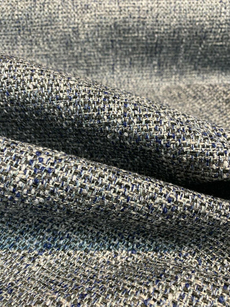 Fabricut Hampton Polyester Tweed Fabric - Indigo Blue With Silver Mix, 54" Width (1 Yard)