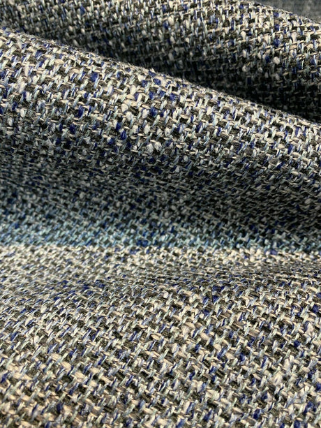 Fabricut Hampton Polyester Tweed Fabric - Indigo Blue With Silver Mix, 54" Width (1 Yard)