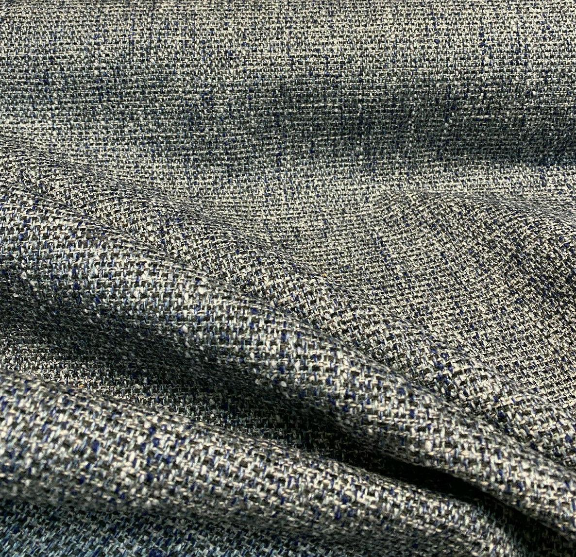 Fabricut Hampton Polyester Tweed Fabric - Indigo Blue With Silver Mix, 54" Width (1 Yard)
