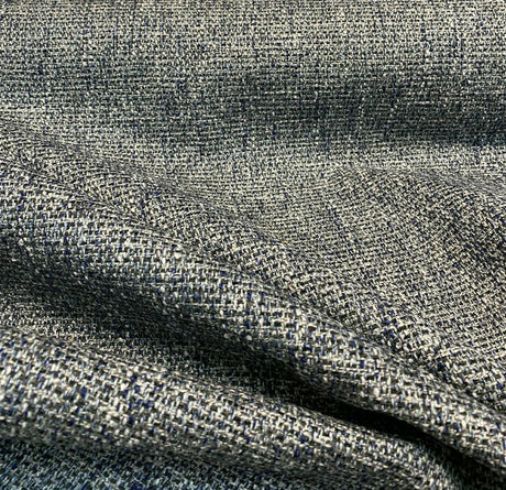 Fabricut Hampton Polyester Tweed Fabric - Indigo Blue With Silver Mix, 54" Width (1 Yard)