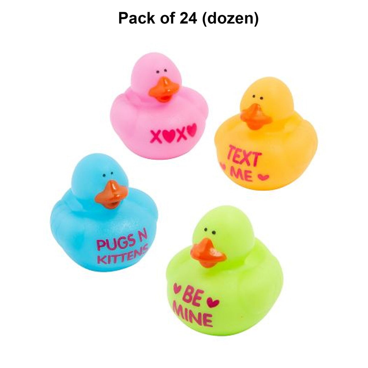 Candy Heart Phrases Rubber Ducks