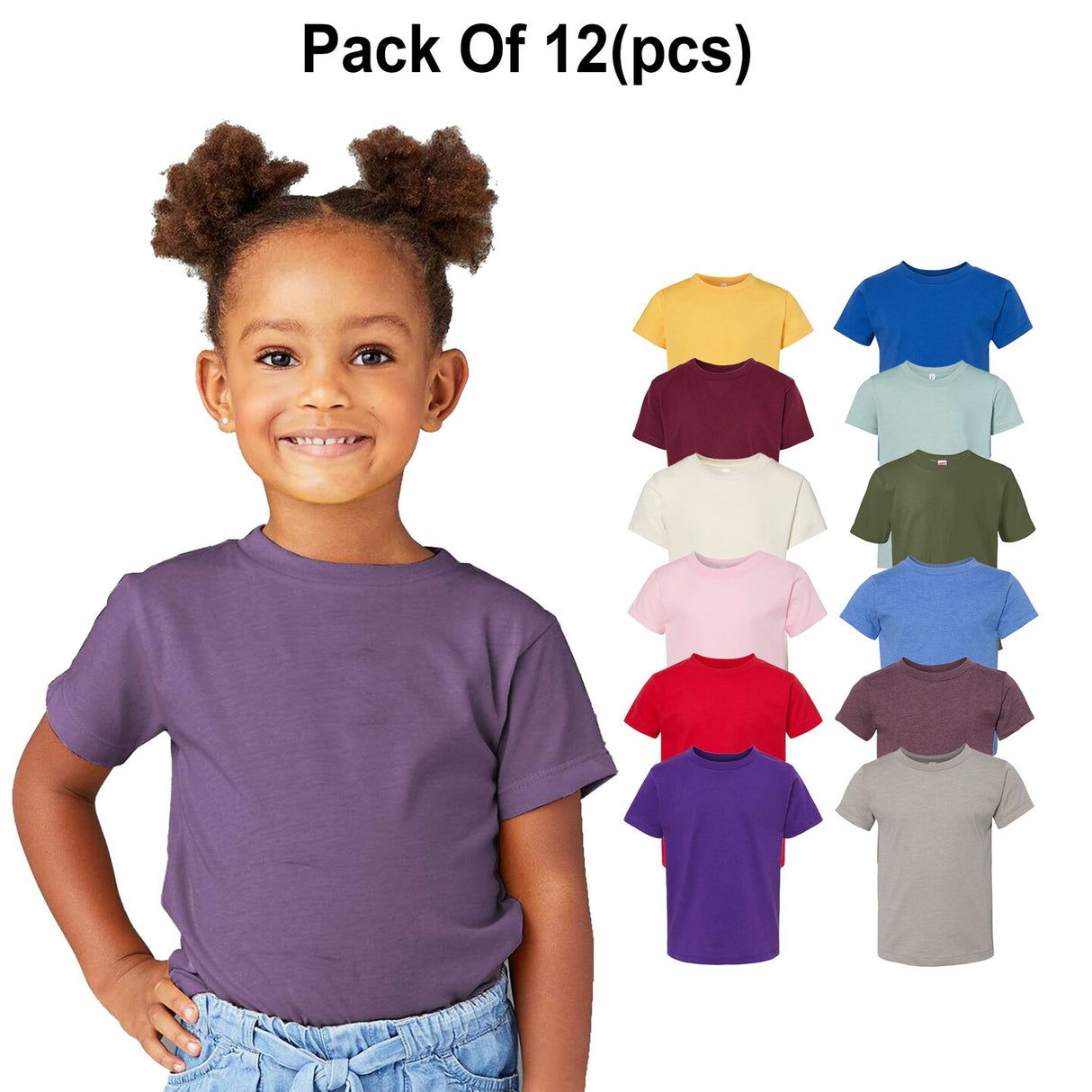 12 Pack: BELLA + CANVAS® - Toddler Jersey Crewneck Short Sleeve Tee