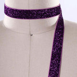 2 Yards 5/8" Deep Purple Plum Colored Glitter Elastic Trim
