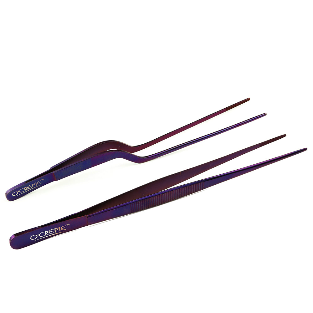 O'Creme Purple Stainless Steel Tweezers, Set of 2