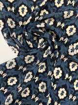 Silk Printed Crepe Blue Floral