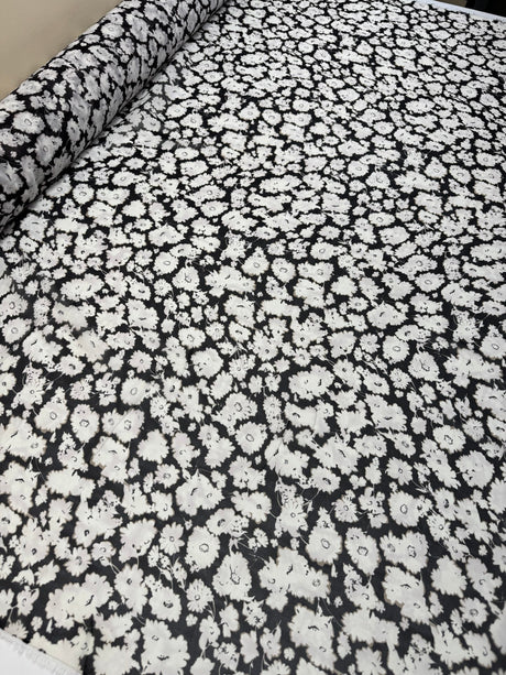 Polyester Chiffon Floral Print Beige Black