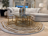 Beluga Tufted Design 50 Wool Viscose Area Rug - Ivory Grey Gold, Hand Tufted, Round (6' X 6' Round)