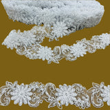 Beaded Corded Lace Trim 2" Organza
