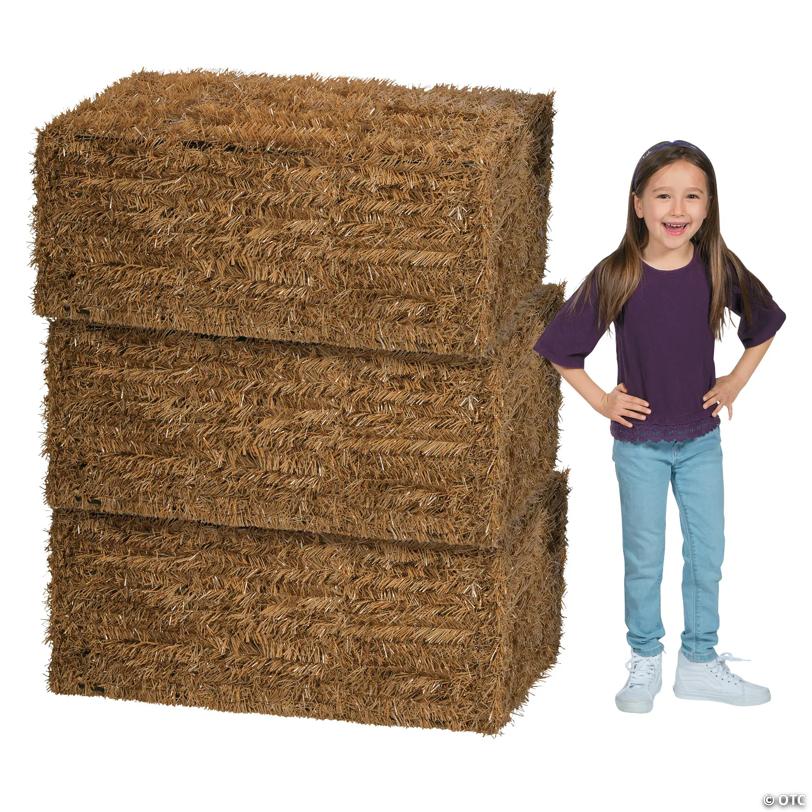 38 1/2" x 15 1/2" Bulk 3 Pc. Collapsible Plastic Faux Hay Bales